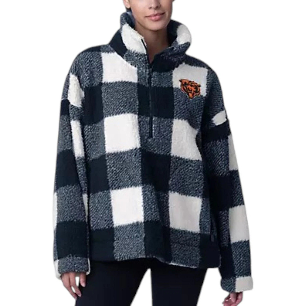 NFL Women's Buffalo Plaid Half Zip Pullover Bears - Regular